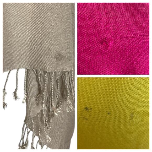 Women’s Bundle 9 Oblong Scarfs Solid Color Fringe Pink Teal Yellow Red Brown Tan - Picture 15 of 16